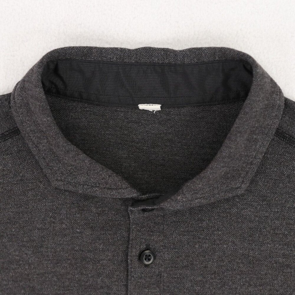 Lululemon Polo Shirt Mens Large Charcoal Gray Performance Cutaway Spread Collar - Picture 3 of 7